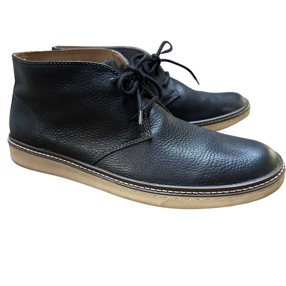 Johnston & Murphy Mens Black Pebbled Leather Chukka Desert Boots Size 9M 25-6681